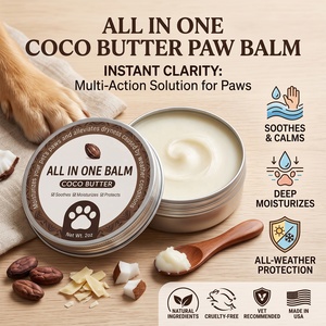 All in One Dog Paw Balm Pet Foot Protector Cracked Paw Repair 2oz Clean Label Grooming Supply Coco Butter Private Label